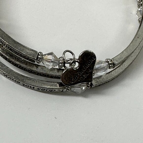 Silvertone Scripture Wrap Coil Bracelet I Cor 13:4-8 - Picture 2 of 6
